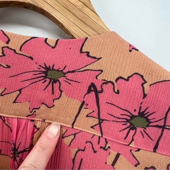 Joie Kaz Silk Floral Midi Dress in Sandstorm Multi Floral Size XS - Picture 14 of 15